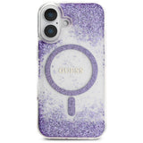 Guess HC Resin Bottom Glitter MagSafe sag til iPhone 16 - lilla