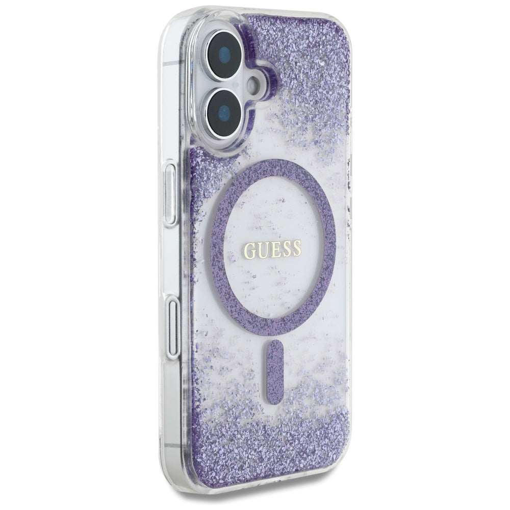 Guess HC Resin Bottom Glitter MagSafe sag til iPhone 16 - lilla