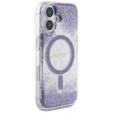 Guess HC Resin Bottom Glitter MagSafe sag til iPhone 16 - lilla