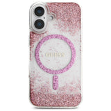 Guess HC Resin Bottom Glitter MagSafe iPhone 16 Case - Pink