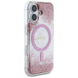 Guess HC Resin Bottom Glitter MagSafe iPhone 16 Case - Pink