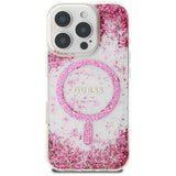 Guess HC Resin Bottom Glitter MagSafe iPhone 16 Pro Case - Pink