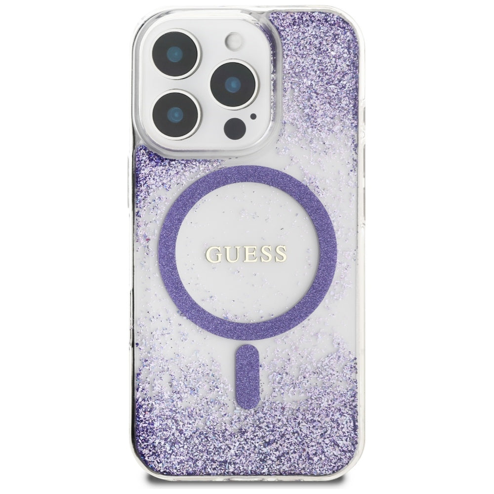 Guess HC Resin Bottom Glitter MagSafe case til iPhone 16 Pro Max - lilla