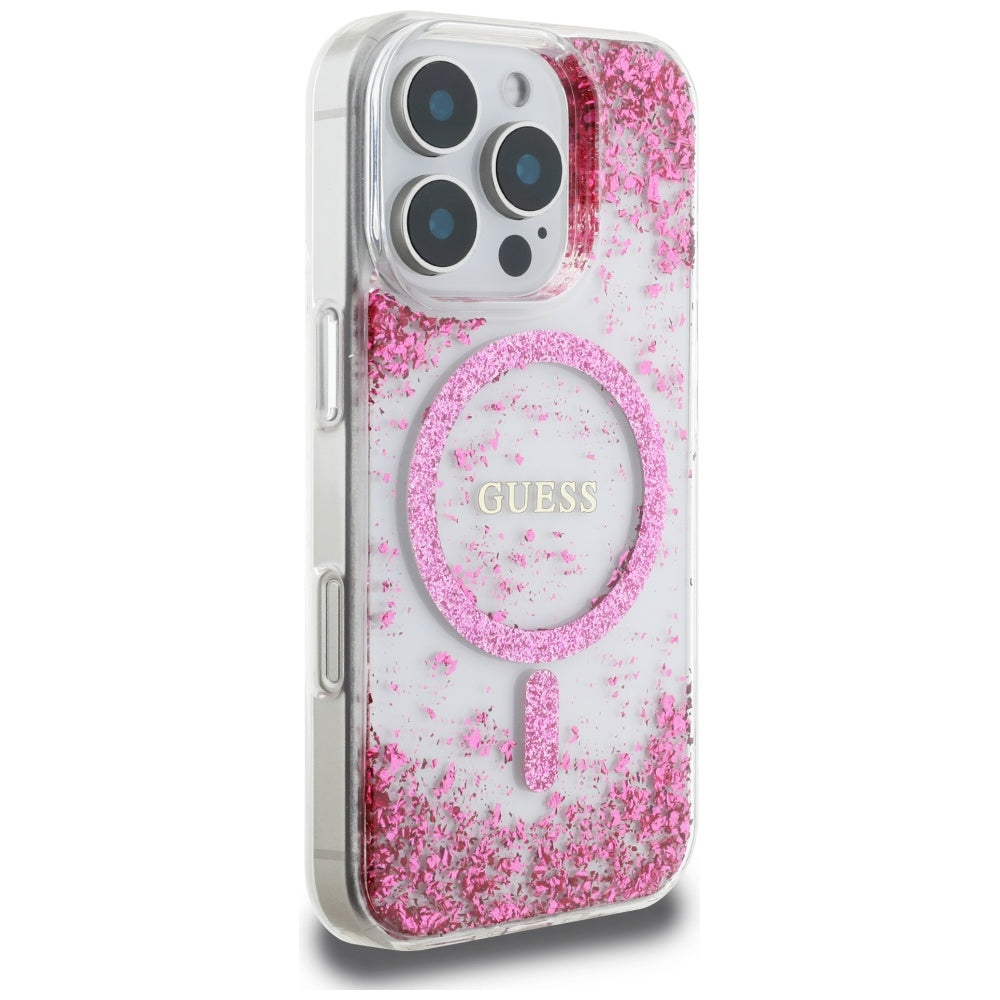 Guess HC Resin Bottom Glitter MagSafe Case til iPhone 16 Pro Max - Pink
