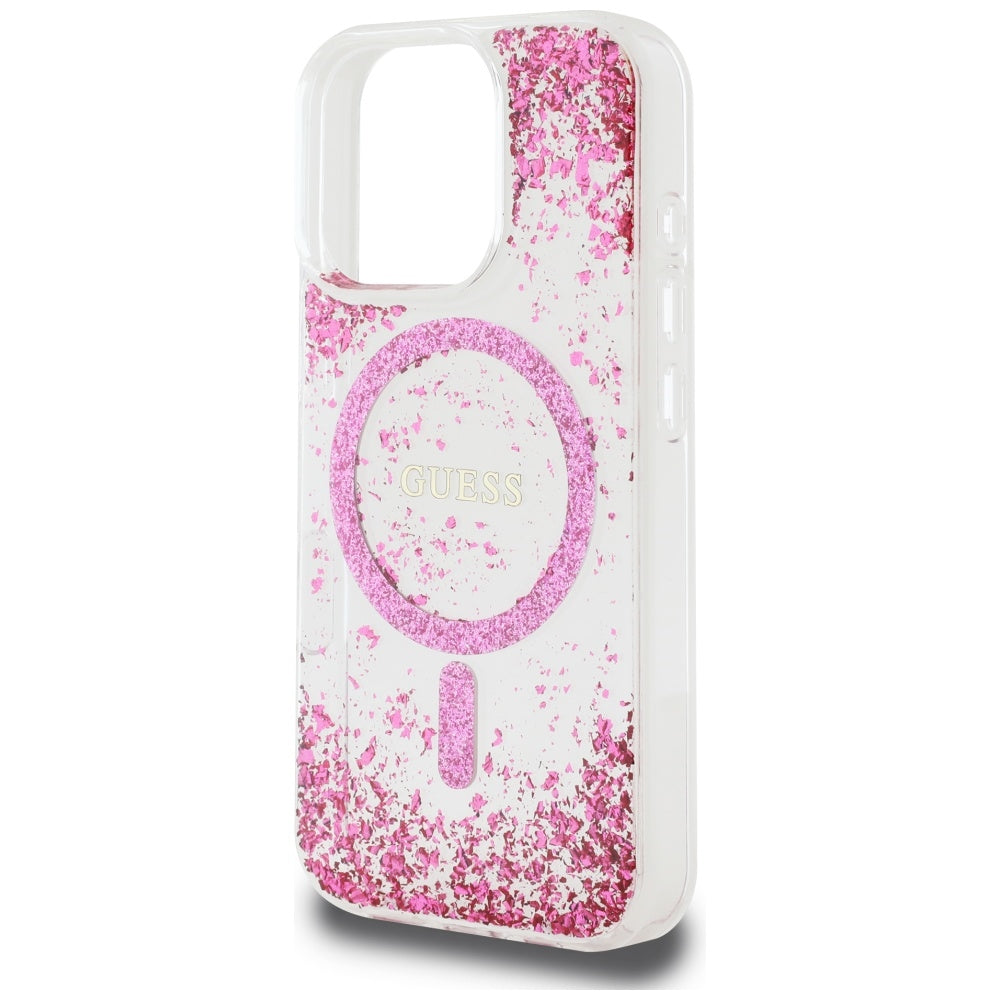 Guess HC Resin Bottom Glitter MagSafe Case til iPhone 16 Pro Max - Pink