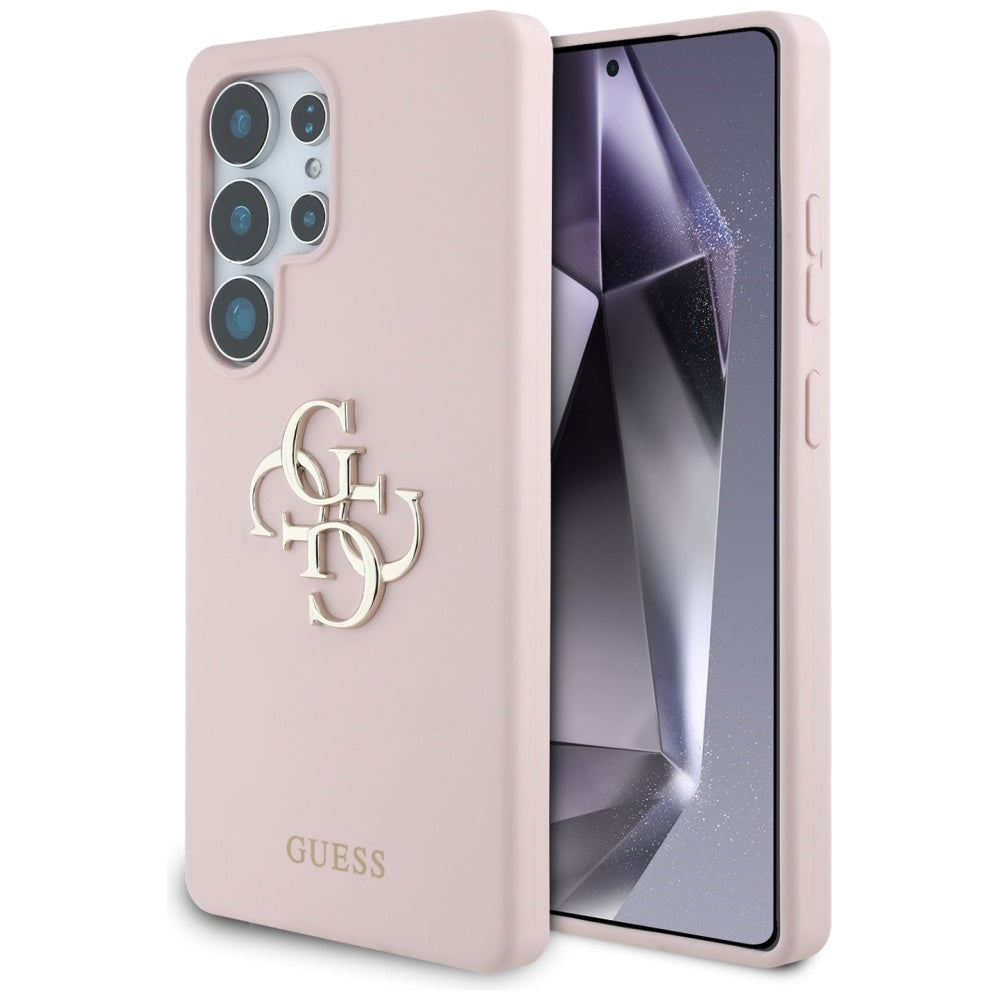 Guess Silicone Big 4G Logo Bottom Script Case til Samsung Galaxy S25 Ultra - Pink