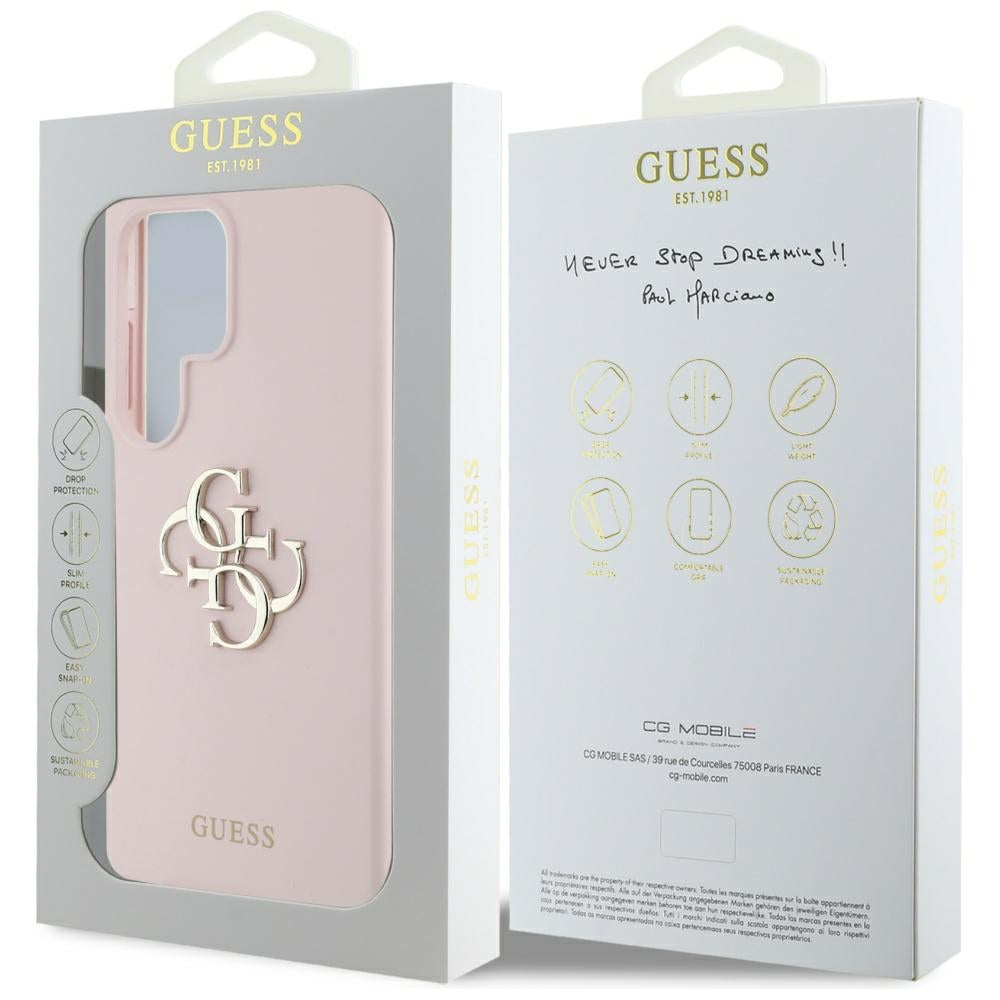 Guess Silicone Big 4G Logo Bottom Script Case til Samsung Galaxy S25 Ultra - Pink
