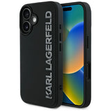 Karl Lagerfeld HC 3D Rubber Elongated Glitter iPhone 16 Case - Black