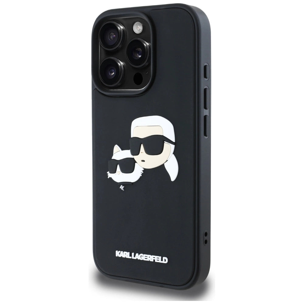 Karl Lagerfeld HC 3D Gummi Dobbelthoveder iPhone 16 Pro Max Case - sort