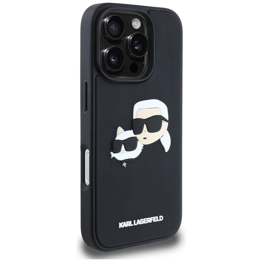 Karl Lagerfeld HC 3D Gummi Dobbelthoveder iPhone 16 Pro Max Case - sort