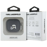 Karl Lagerfeld Monogram Karl & Choupette Head Case for AirPods 4 - Black