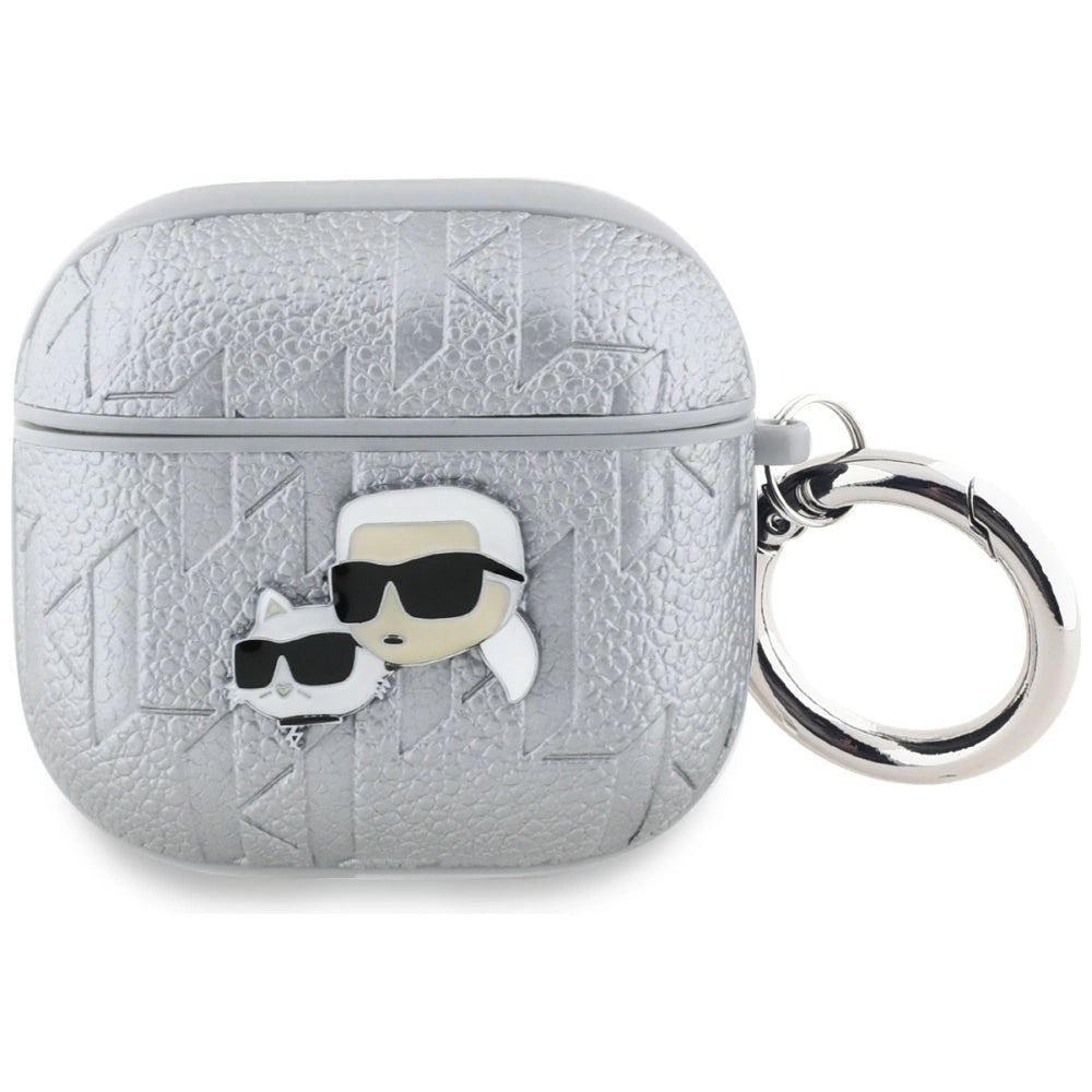 Karl Lagerfeld Monogram Karl & Choupette Hovedsæske til AirPods 4 - sølv