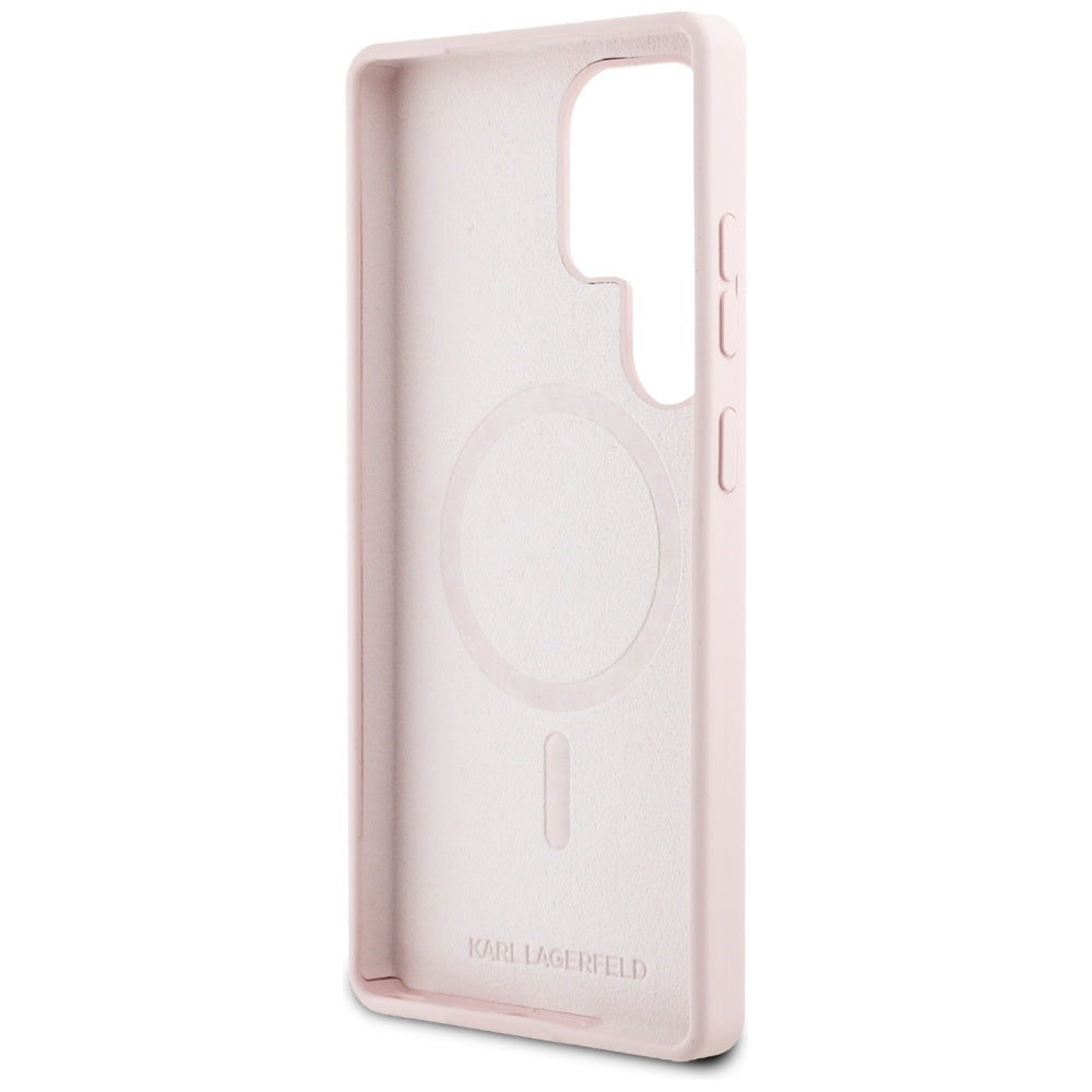 Karl Lagerfeld Silicone Graffiti Ikonik Printed Logo MagSafe Case til Samsung Galaxy S25 Ultra - Pink