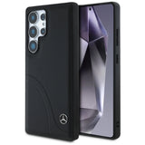 Mercedes Leather Curved Stitches Case for Samsung Galaxy S25 Ultra - Black