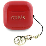 Guess Glossy Effect Printed Classic Logo & Charm TWS hovedtelefoner - rød