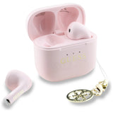 TWS Guess Glossy Effect Printed Classic Logo & Charm Headphones - Pink
