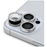 Guess BP Rhinestone 2in1 Screen Protector and Camera Lens Set for iPhone 16 Pro Max - Silver