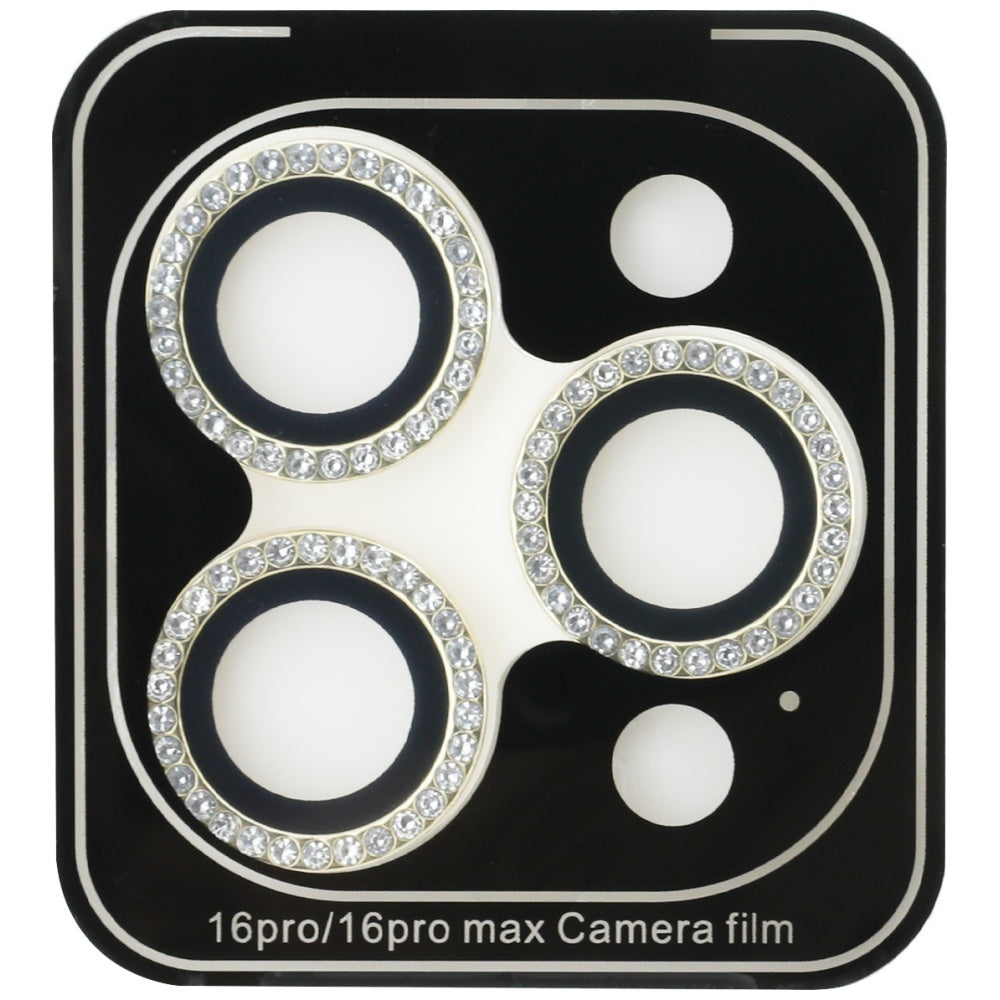 Guess BP Rhinestone 2in1 Screen Protector and Camera Lens Set for iPhone 16 Pro Max - Gold