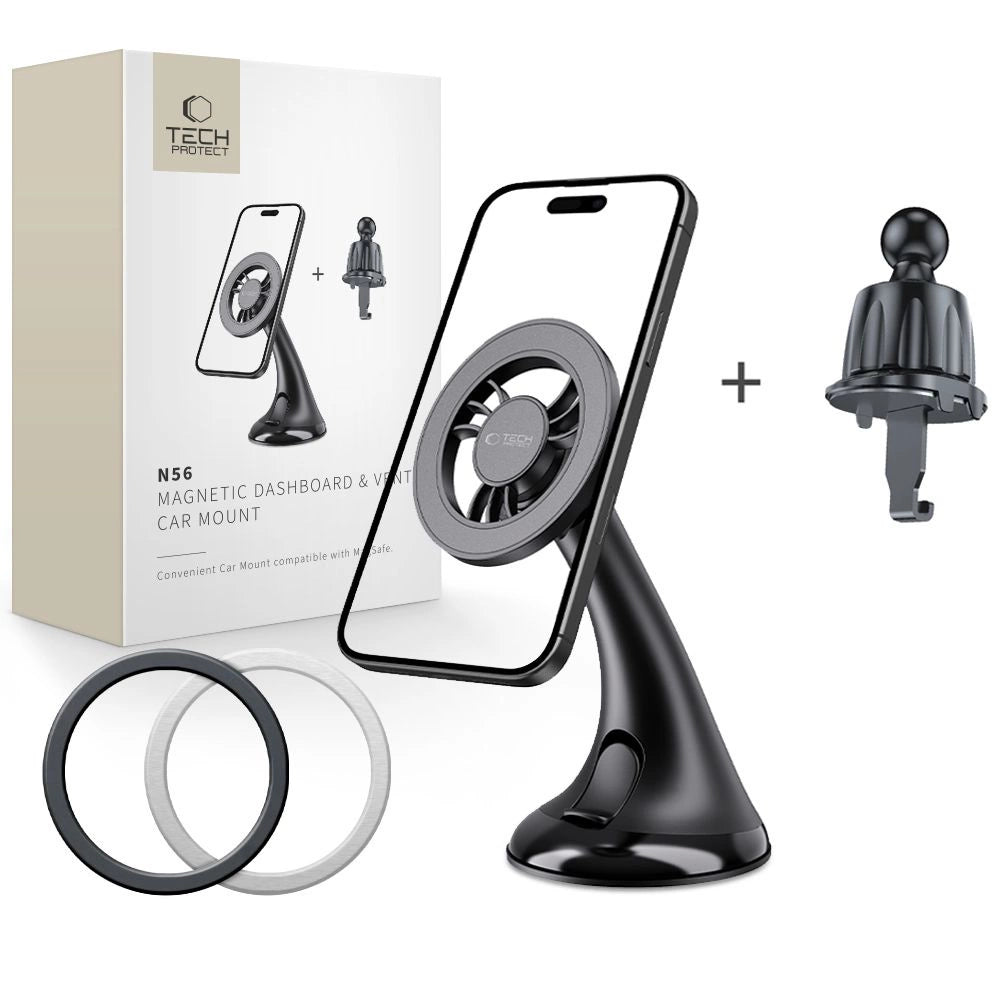 Tech-Protect N56 bilholder til instrumentbræt, forrude eller luftventil - sort