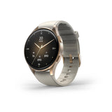 Hama 8900 GPS AMOLED Smartwatch 1,32" med beige silikonrem - guld