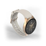 Hama 8900 GPS AMOLED Smartwatch 1,32" med beige silikonrem - guld