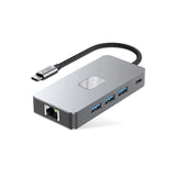 Tech-Protect HB05 HUB 9in1 USB-C + USB2.0 + USB3.0 + HDMI 4K 60HZ + SD / TF + PD100W + RJ45 adapter - grå