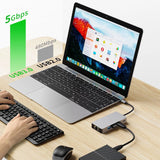 Tech-Protect HB05 HUB 9in1 USB-C + USB2.0 + USB3.0 + HDMI 4K 60HZ + SD / TF + PD100W + RJ45 adapter - grå
