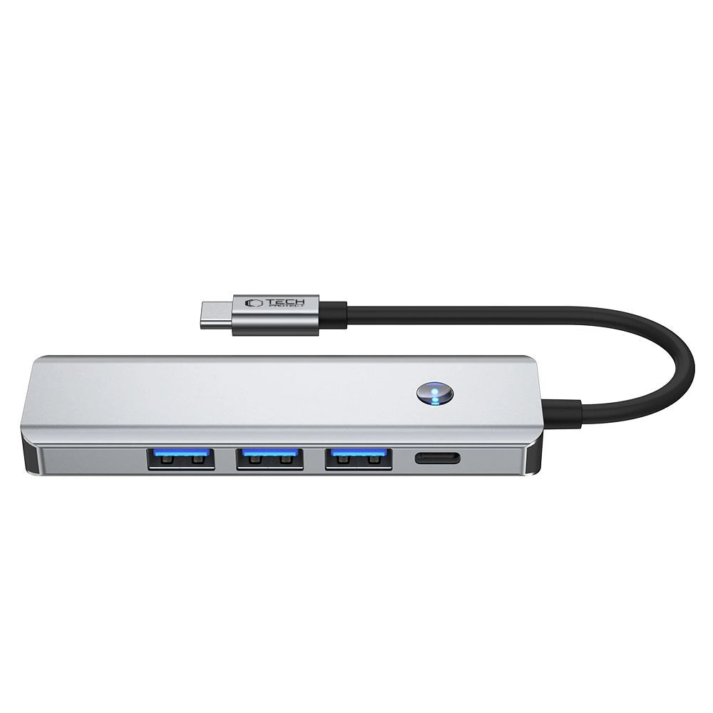 Tech-Protect HB01 HUB Adapter 5in1 USB-C + USB3.0 + HDMI 4K 60Hz + PD100W - grå