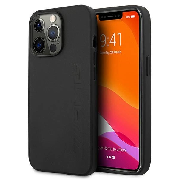 AMG læder hot stamped case til iPhone 13 Pro / 13 6.1" - sort