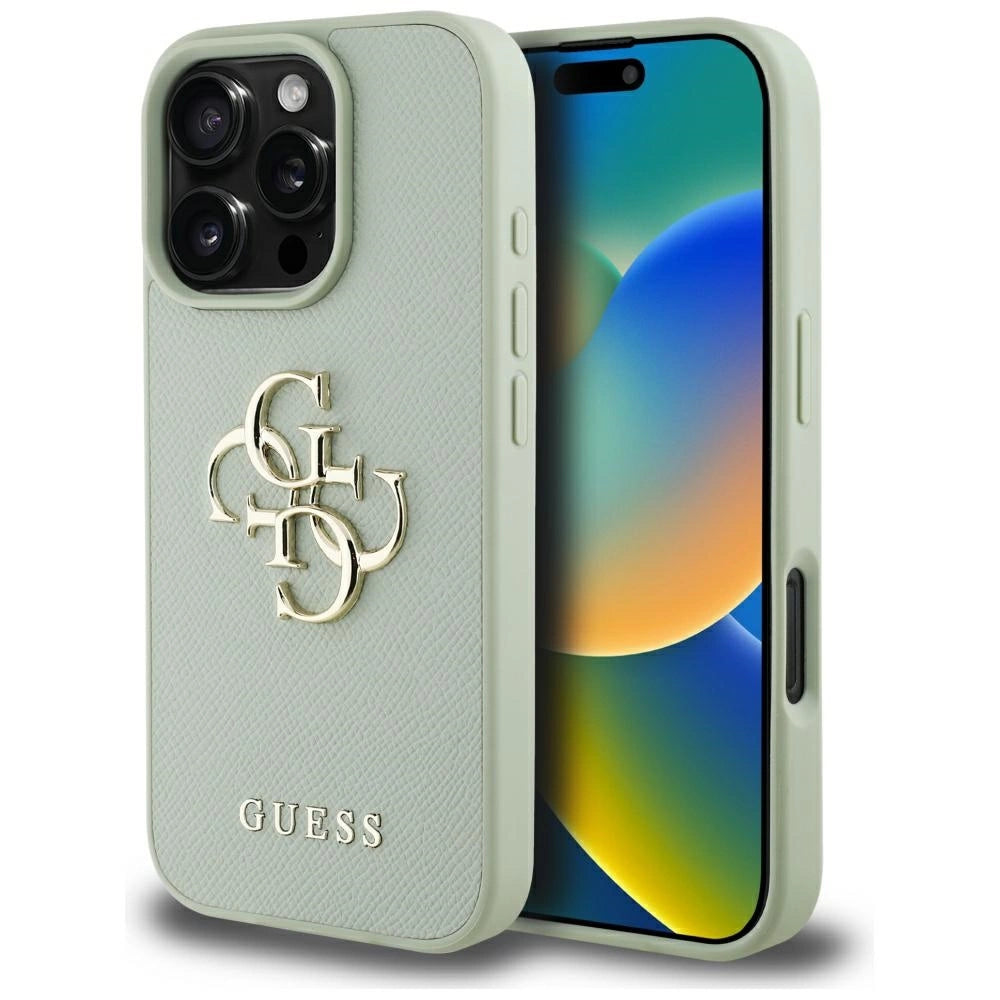 Guess Grained Big 4G Logo Small Classic Logo case til iPhone 16 Pro Max - grøn