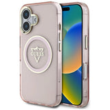 Guess IML Metal Mountain Logo MagSafe iPhone 16 Case - Pink