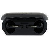 Guess langstrakt metalsk trykt logo Bluetooth TWS hovedtelefoner + Docking Station - sort