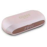 Guess langstrakt metaltrykt logo Bluetooth TWS hovedtelefoner + dockingstation - Pink