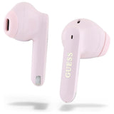 Guess langstrakt metaltrykt logo Bluetooth TWS hovedtelefoner + dockingstation - Pink