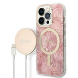 Guess MagSafe case + charger set for iPhone 14 Pro 6.1" - pink