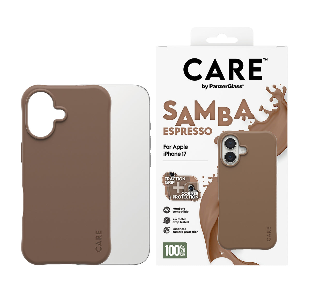 PanzerGlass CARE by ® Fashionable Case Samba Espresso m. MagSafe iPhone 17