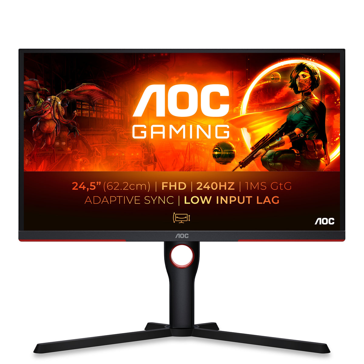 AOC G3 25G3ZM/BK computerskærm 62,2 cm (24.5") 1920 x 1080 pixel Fuld HD Sort, Rød
