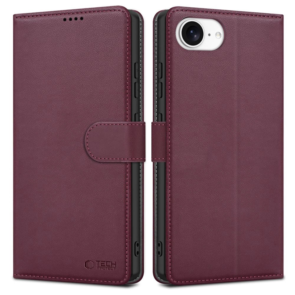 Tech-Protect Wallet Case til iPhone 16e - Burgundy