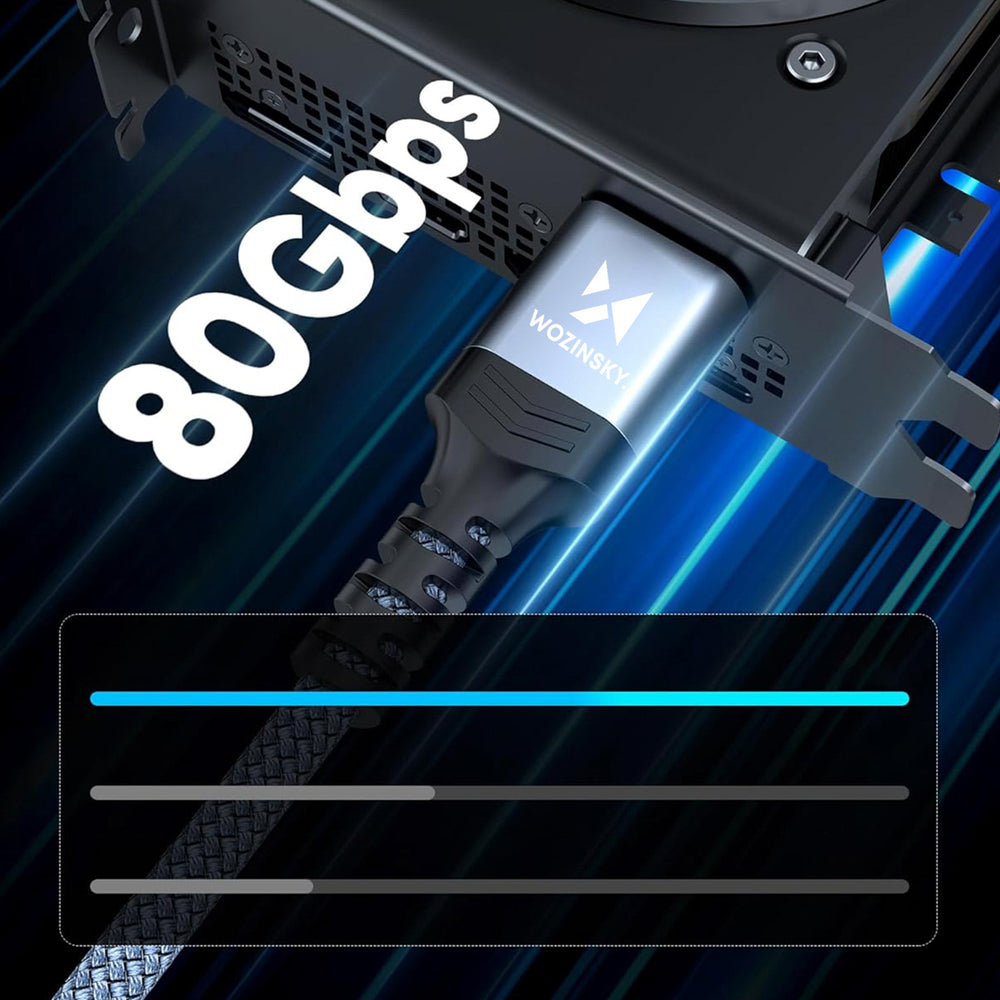 Wozinsky WPS-16AYL2S DisplayPort 2.1 Kabel VESA Certificeret 80 Gb/s 16K@60Hz 8K@120Hz 4K@240Hz HDR HDCP DSC 2m - Sort