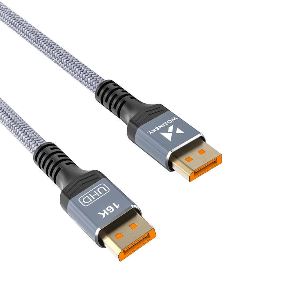 Wozinsky WPS-16AYL3S DisplayPort 2.1 Kabel VESA Certificeret 80 Gb/s 16K@60Hz 8K@120Hz 4K@240Hz HDR HDCP DSC 3m - Sort