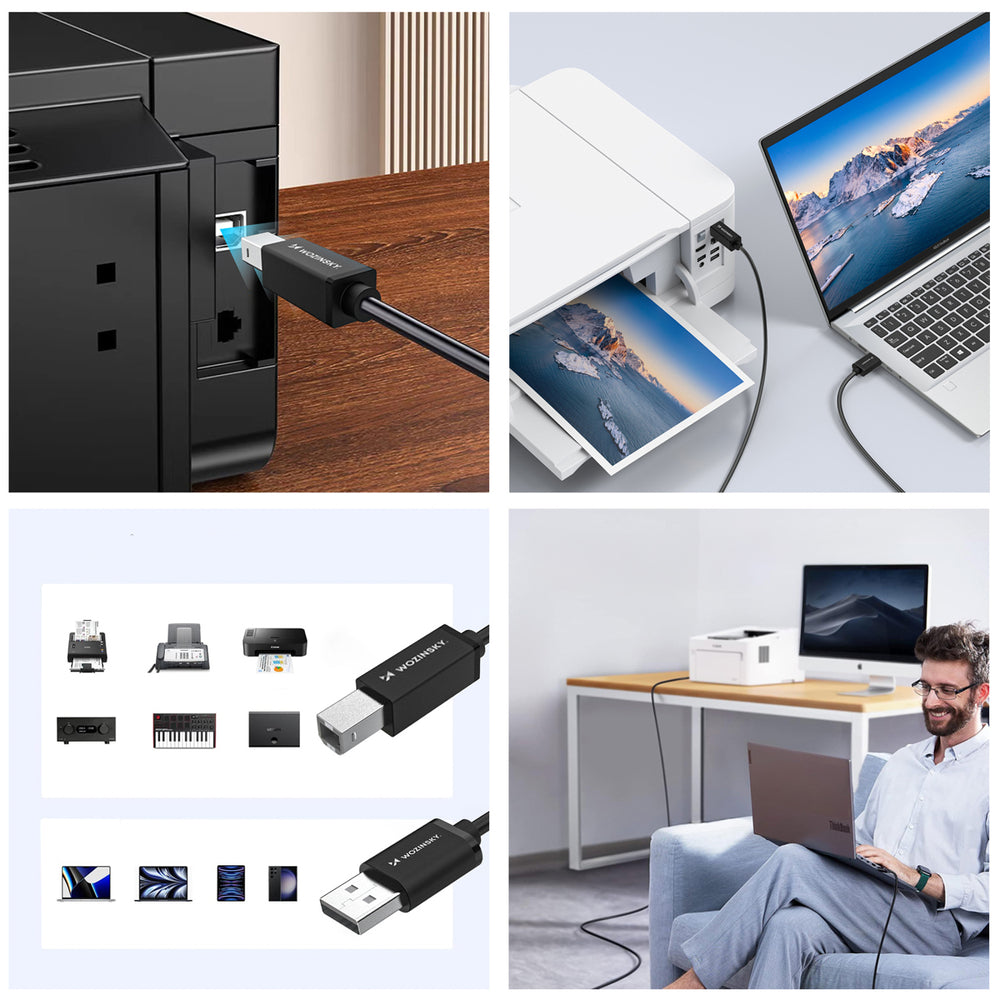 Wozinsky WKDDY3S USB-B - USB-A 480Mb/s Kabel 2m - sort