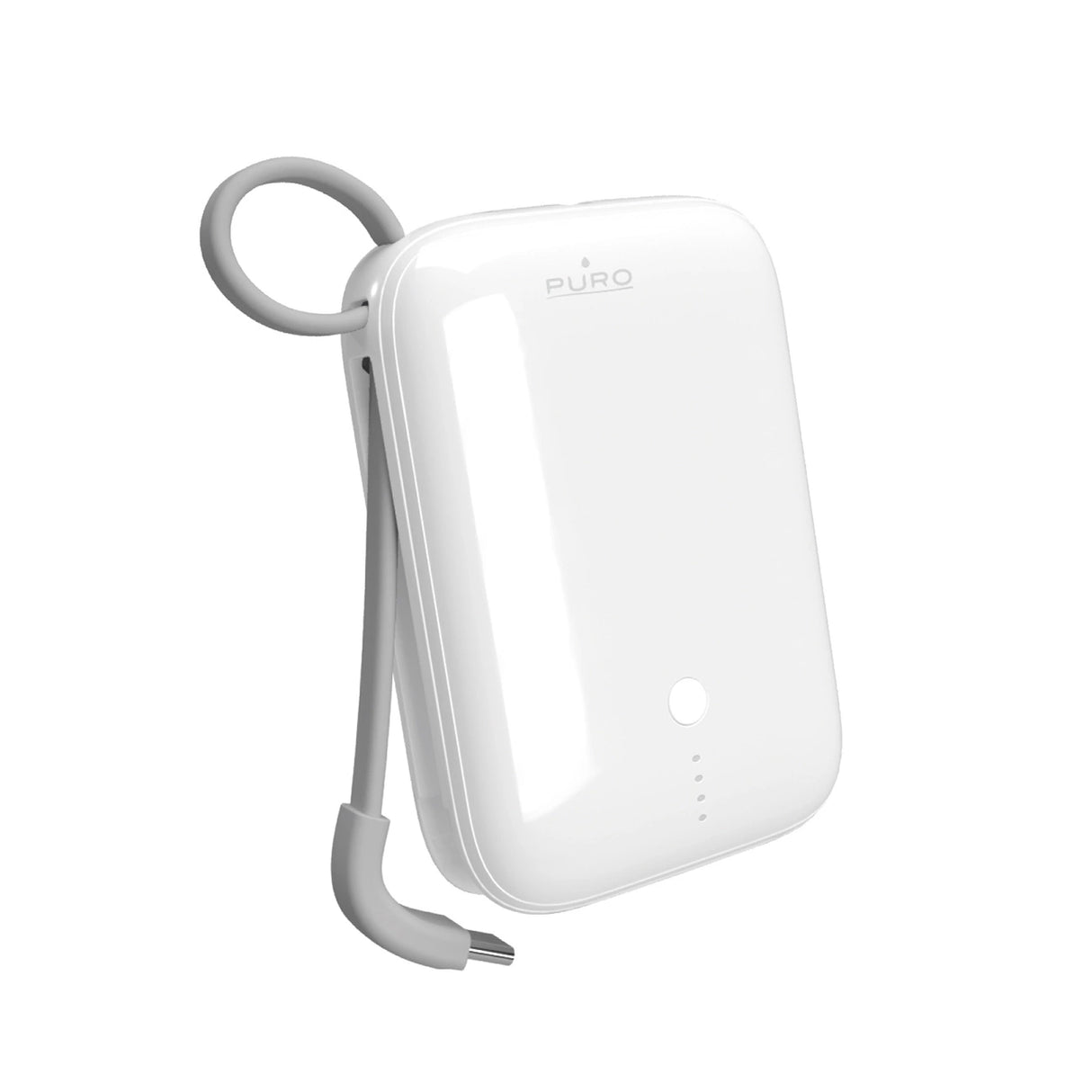 Puro Power Link 10 Plus 10000mAh Power Bank med indbygget USB-C-kabel   Hvid