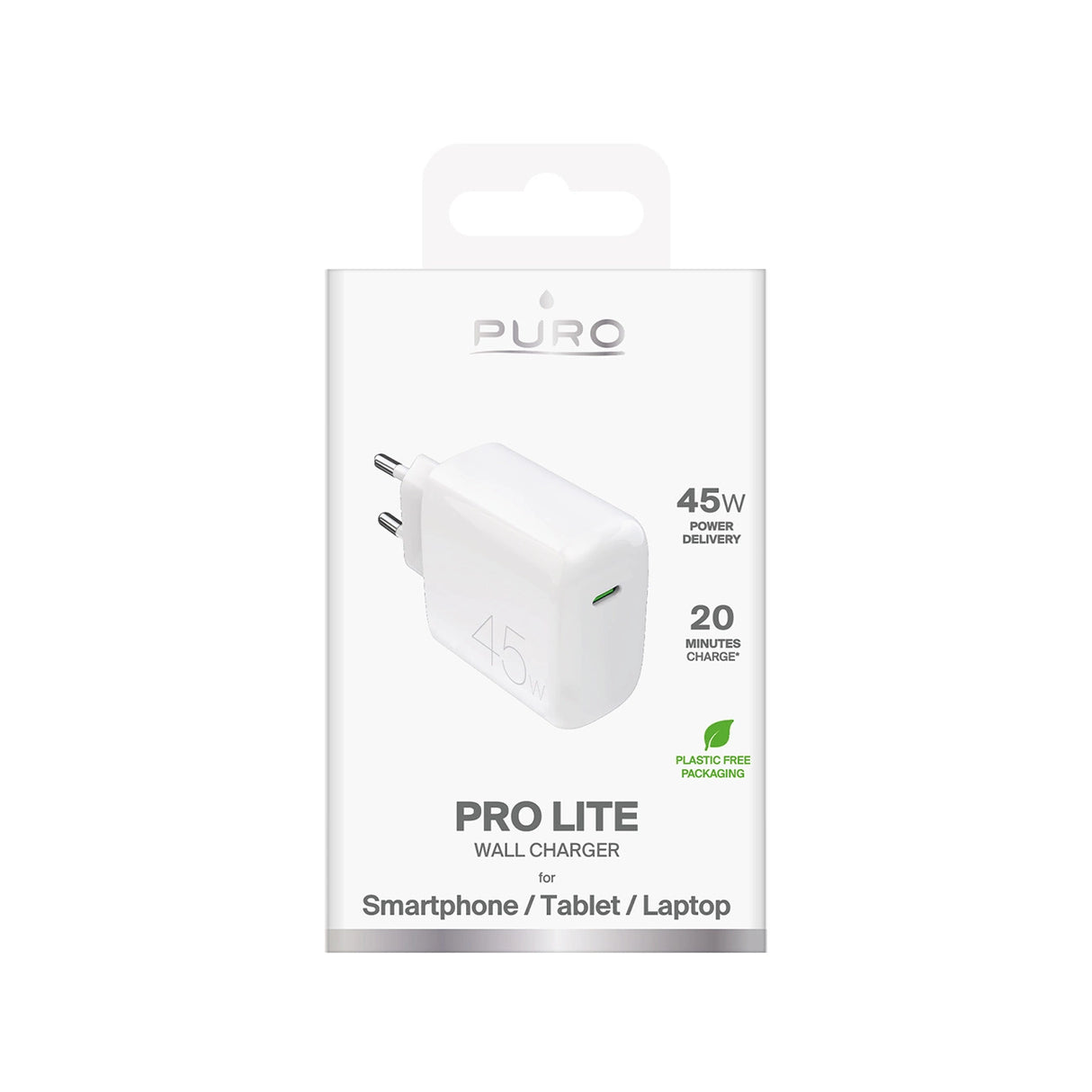 Puro PROLITE 45W USB-C vægoplader - hvid