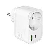 Puro 20W Power Delivery Charger med Schuko Plug og Socket 1x USB-C + 1x USB-A - Hvid
