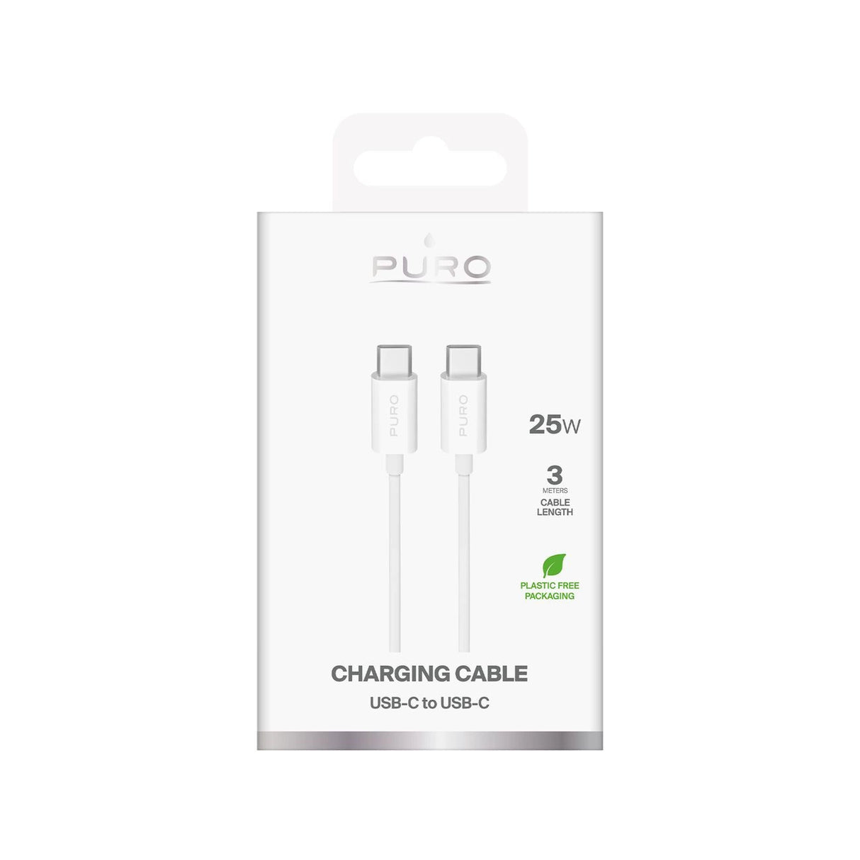 Puro TPE 25W USB-C - USB-C 3m-kabel - hvid