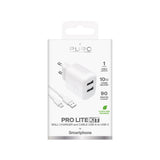 Puro PROLITE 10W 2x USB-A vægoplader + USB-A - USB-C kabel 1,2 m - hvid