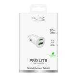 Puro Pro Lite Car Charger 1x USB-A + 1x USB-C Power Delivery 20W - Hvid