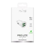 Puro Pro Lite Car Charger 2x USB-A 10W - hvid