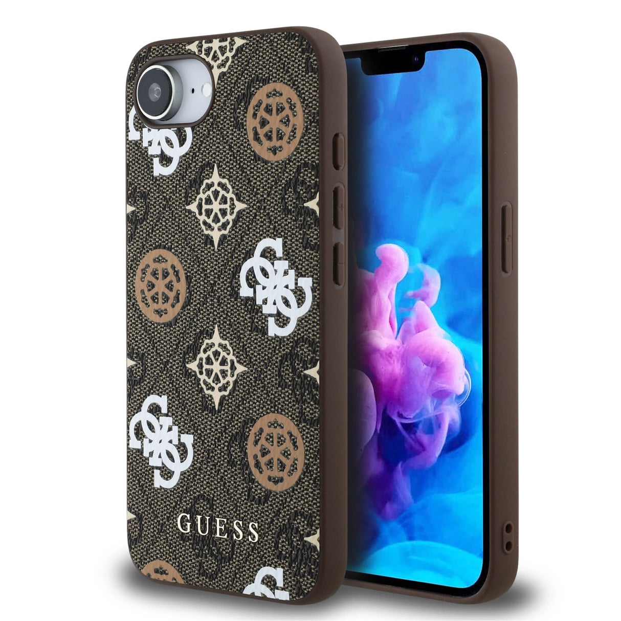 Guess PU 4G Peony case med MagSafe til iPhone 16e - brun