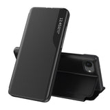 Eco Leather View Case, en elegant æske med flap og stativ til iPhone 16e / 17e - sort